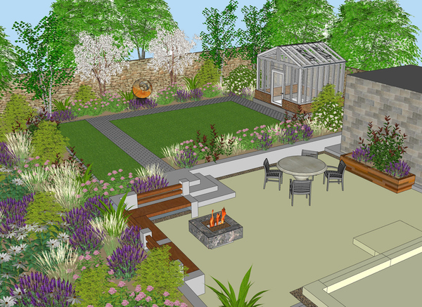 Professional garden design Edinburgh - bespoke perspective drawing