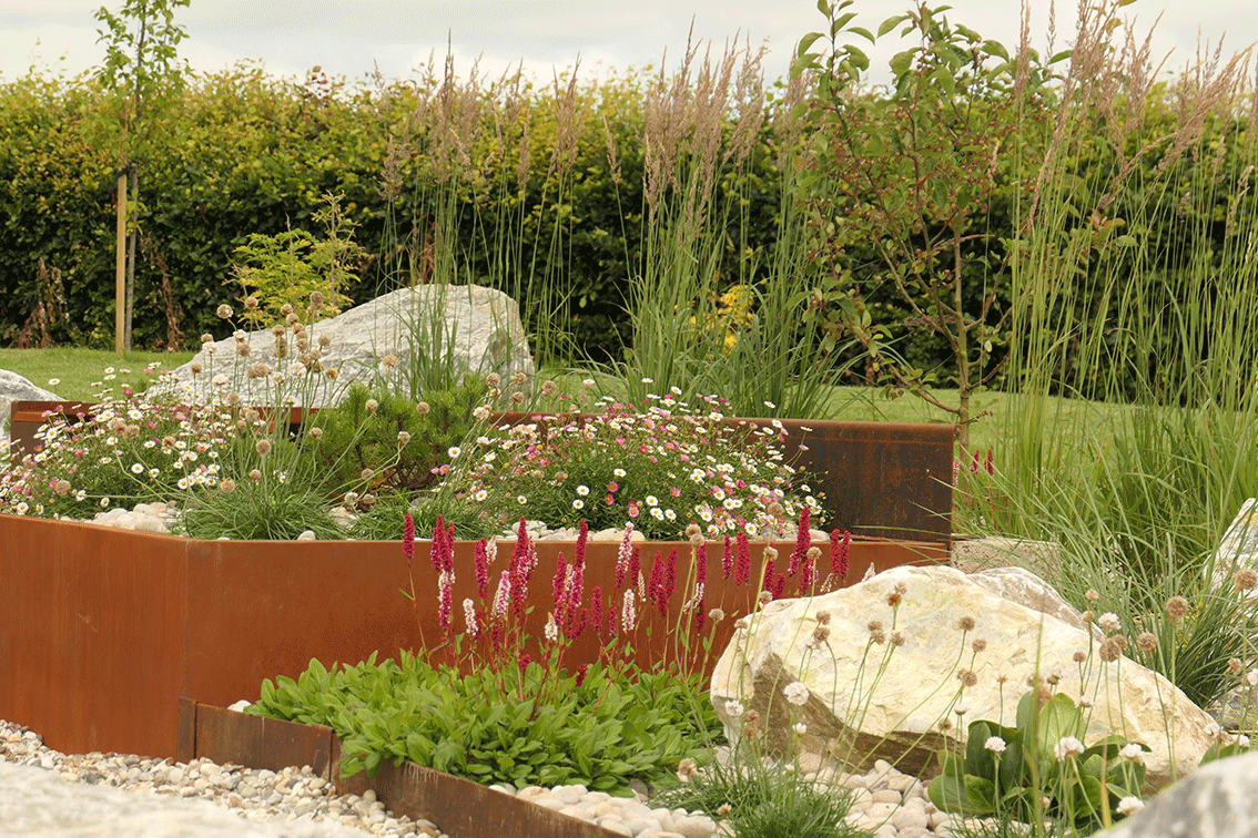 Plants, planters and rocks - a winning combination